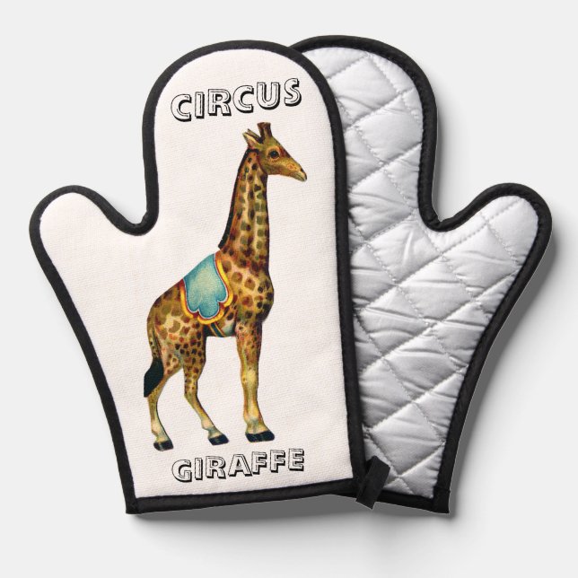 Vintage circus performing giraffe oven mitt (Front/Back)