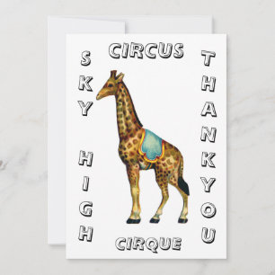 Vintage circus performing giraffe thank you card