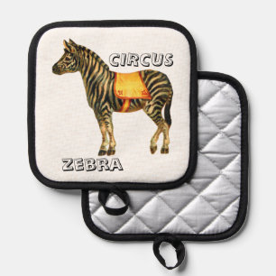 Vintage circus performing zebra pot holder