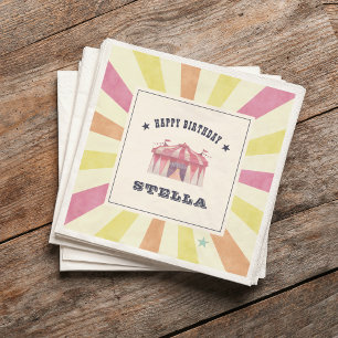 Vintage Circus Personalised Birthday Party Napkin