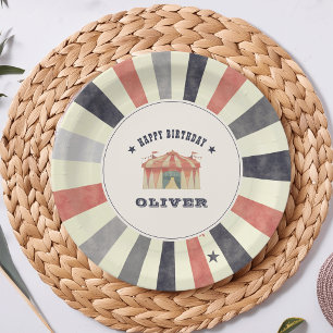 Vintage Circus Personalised Birthday Party Paper Plate