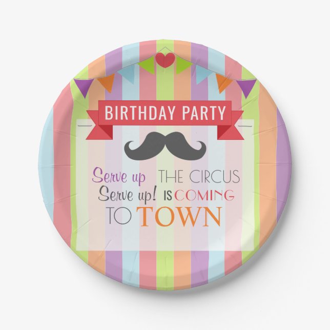 Vintage Circus Poster Children's Birthday Party Paper Plate (Front)