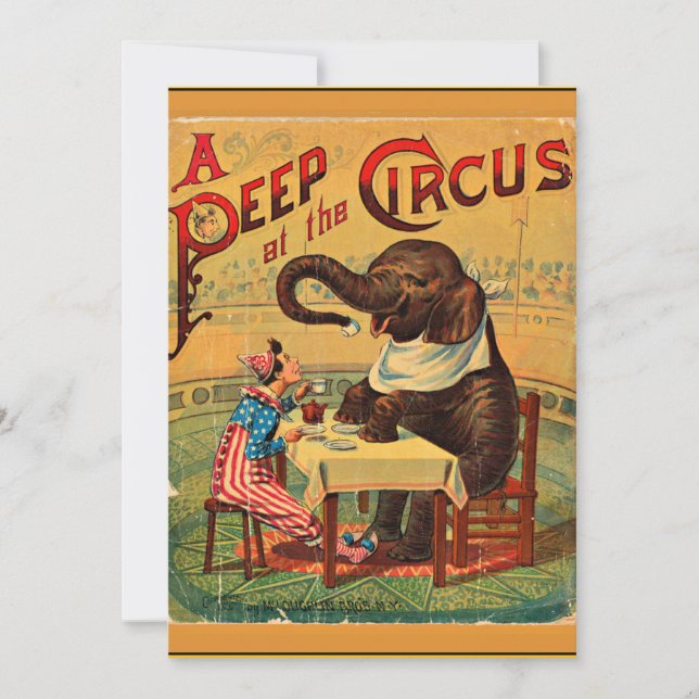 Vintage Circus Poster: Circus Elephant Invitation (Front)