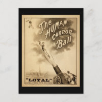 Vintage Circus Poster Human Canon Ball circa 1879