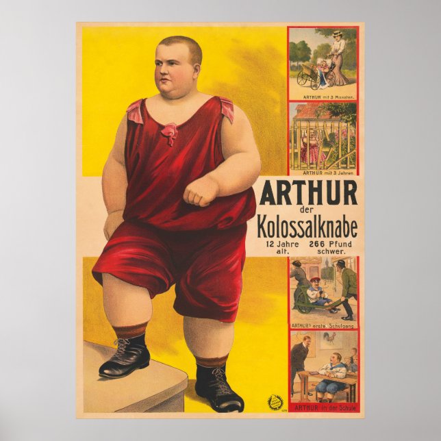Vintage Circus Poster Of Arthur The Colossal Kid (Front)