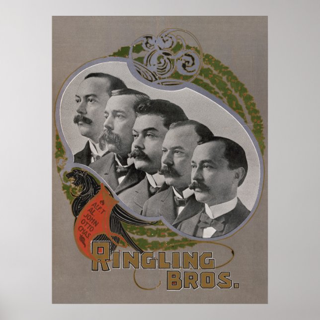 Vintage Circus Poster Of The Five Brothers (Front)
