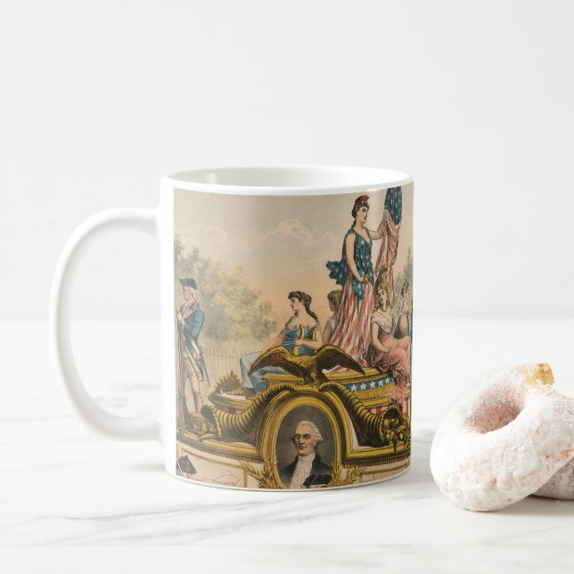Vintage Circus Poster Showing Parade Float Coffee Mug (With Donut)