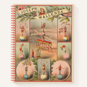 Vintage Circus Poster Showing Scenes Of Acrobatics Notebook