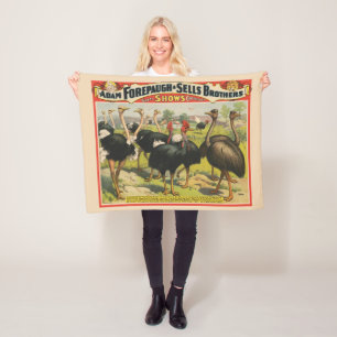 Vintage Circus Showing Ostriches And Large Birds. Fleece Blanket