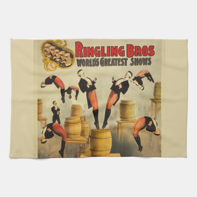 Vintage Circus Sideshow Poster Tea Towel (Horizontal)