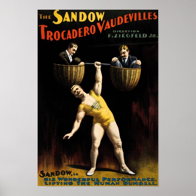 Vintage Circus Strongman Advertisement Poster (Front)