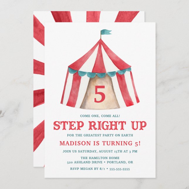 Vintage Circus Tent | Birthday Party Invitation (Front/Back)