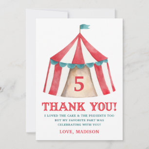 Vintage Circus Tent Birthday Thank You Card