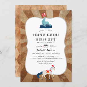 Vintage Circus Themed Birthday Party Invitation