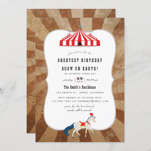 Vintage Circus Themed Birthday Party Invitation
