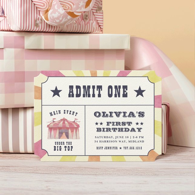 Vintage Circus Ticket Birthday Party Invitation (Creator Uploaded)