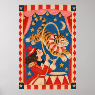 Vintage Circus Tiger and Ringmaster Funhaus Poster