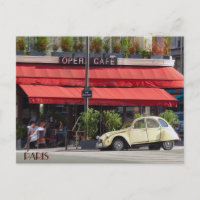 Vintage Citröen Car Outside a Paris Café
