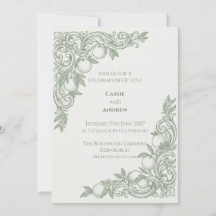 Vintage Citrus Botanical Wedding Invitation