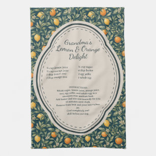 Vintage Citrus Family Recipe Tea Towel