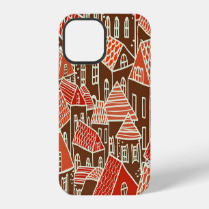 Vintage City Buildings Seamless Pattern iPhone 12 Case