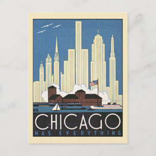 Vintage City, Chicago, Illinois, Change of Address Announcement Postcard
