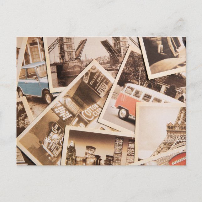 Vintage City Life Photo Collage  Postcard (Front)