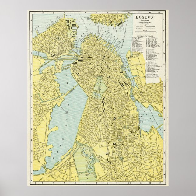 Vintage City Map of Boston 1899 Poster (Front)
