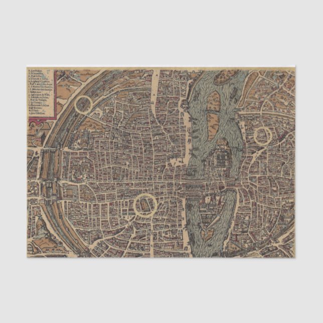 Vintage City Map Tissue Paper (Front)