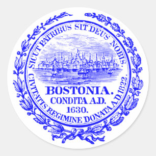 Vintage City of Boston Seal, cobalt blue Classic Round Sticker