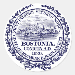 Vintage City of Boston Seal, dark blue Classic Round Sticker