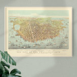 Vintage City of San Francisco Restored Map, 1878 Poster<br><div class="desc">Title: The city of San Francisco, 1878 : birds eye view from the Bay looking south-west. Publisher: Curier & Ives. Sketched & drawn by C.R. Parsons. Digitally restored by Vintage Sketch to repair age spots, tears, and enhance colour. Makes a great birthday, Christmas, or other holiday gift, especially for someone...</div>