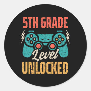 Vintage Ck To School 5th Grade Level Unlocked Vide Classic Round Sticker