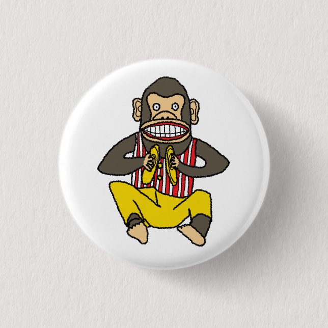 Vintage Clapping Monkey Toy 3 Cm Round Badge (Front)