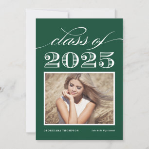 Vintage Class of 2024 Green Photo Graduation Invitation