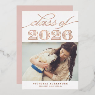 Vintage Class of 2025 Photo Graduation Rose Gold