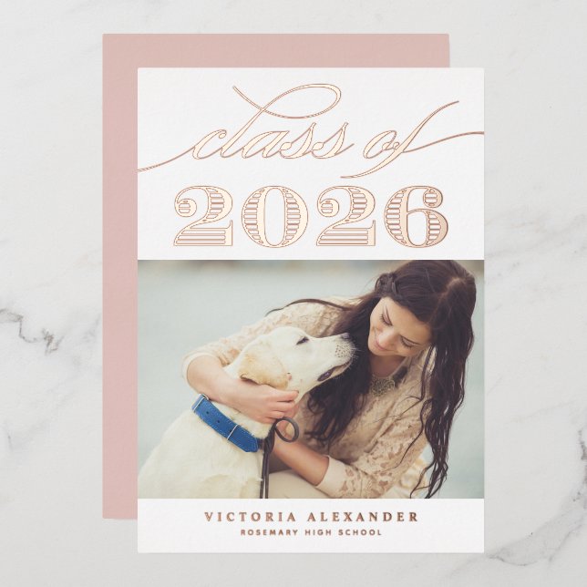 Vintage Class of 2025 Photo Graduation Rose Gold (Front/Back)
