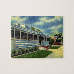 Vintage Classic 50s Retro Restaurant Pelican Diner Jigsaw Puzzle