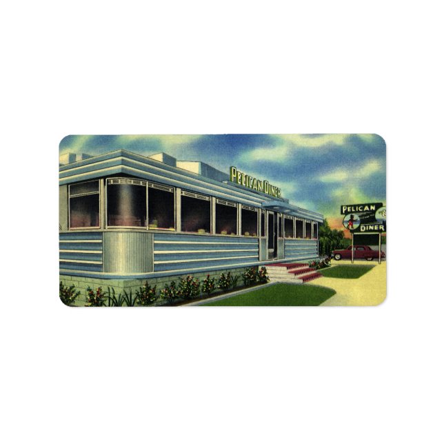 Vintage Classic 50s Retro Restaurant Pelican Diner Label (Front)