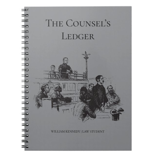 Vintage Classic Academia Law Student Grey Notebook (Front)