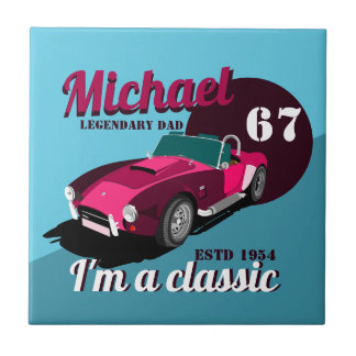 Vintage classic antique car legendary dad name ceramic tile