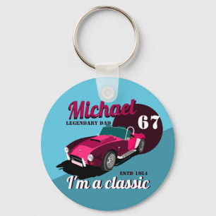 Vintage classic antique car legendary dad name  key ring