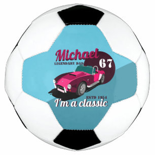 Vintage classic antique car legendary dad name soccer ball