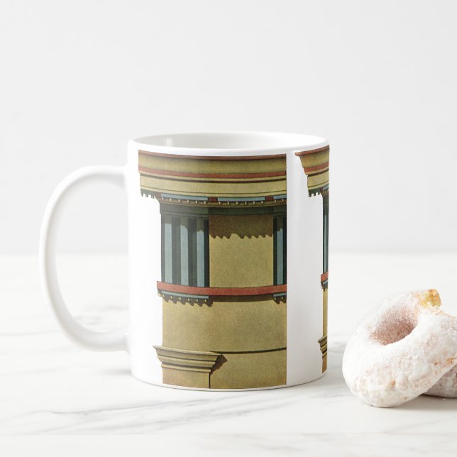 Vintage Classic Architecture, Temple Entablature Coffee Mug (With Donut)