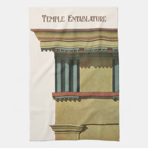 Vintage Classic Architecture, Temple Entablature Tea Towel
