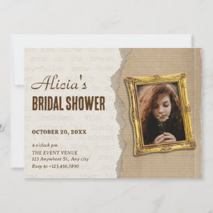 Vintage classic art photo bridal shower invitation