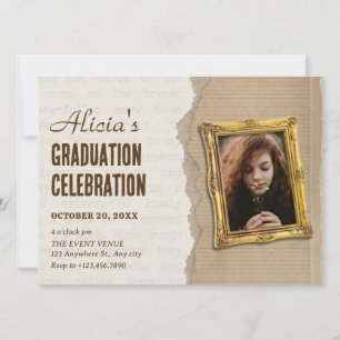Vintage classic art photo graduation invitation