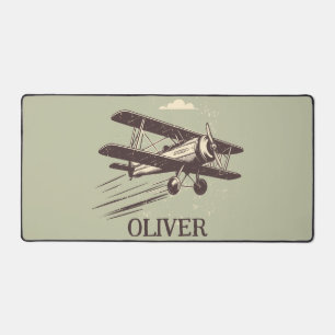 Vintage Classic Biplane Drawing Personalised  Desk Mat