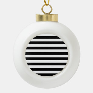 Vintage Classic black & white stripes Ceramic Ball Christmas Ornament