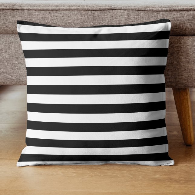 Vintage Classic black & white stripes Cushion (Creator Uploaded)